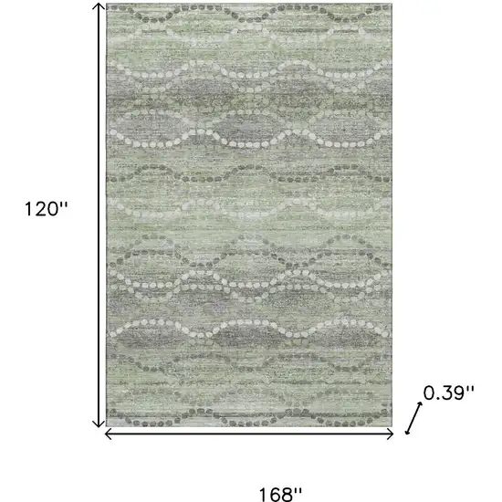 Green And Ivory Abstract Geometric Washable Area Rug With UV Protection Photo 9