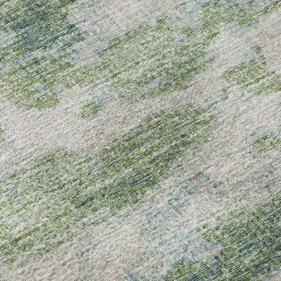 Green And Ivory Abstract Washable Area Rug With UV Protection Photo 9