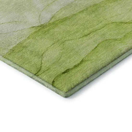Green And Ivory Abstract Washable Area Rug With UV Protection Photo 8