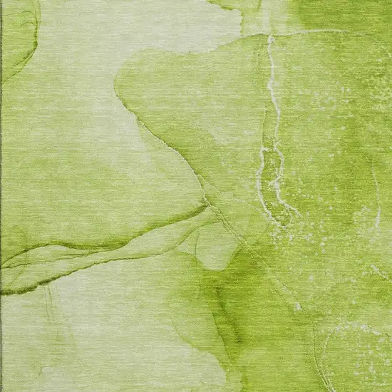Green And Ivory Abstract Washable Area Rug With UV Protection Photo 3