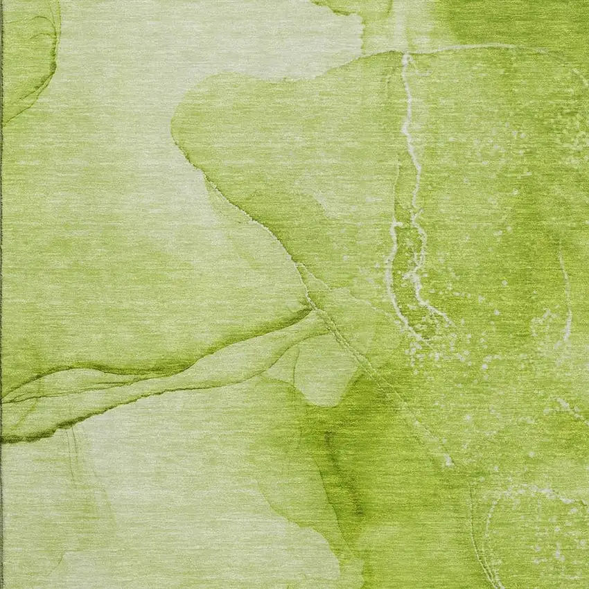 Green And Ivory Abstract Washable Area Rug With UV Protection Photo 3