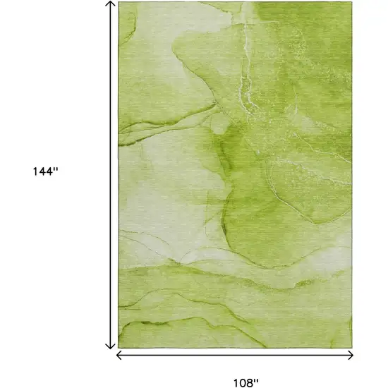 Green And Ivory Abstract Washable Area Rug With UV Protection Photo 3
