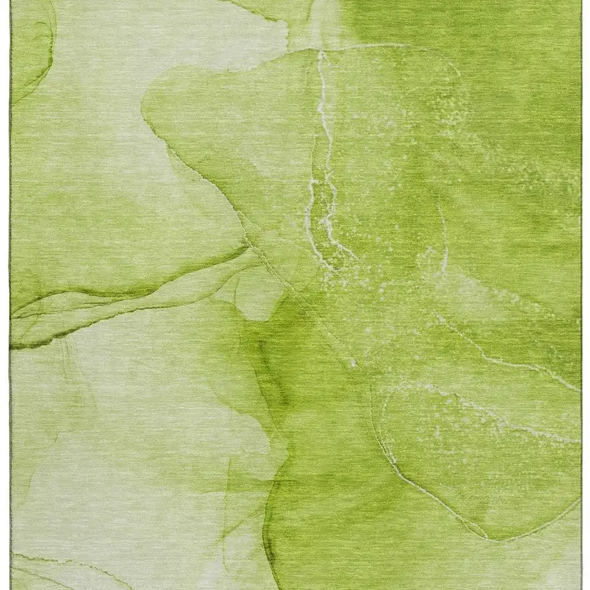 Green And Ivory Abstract Washable Area Rug With UV Protection Photo 4