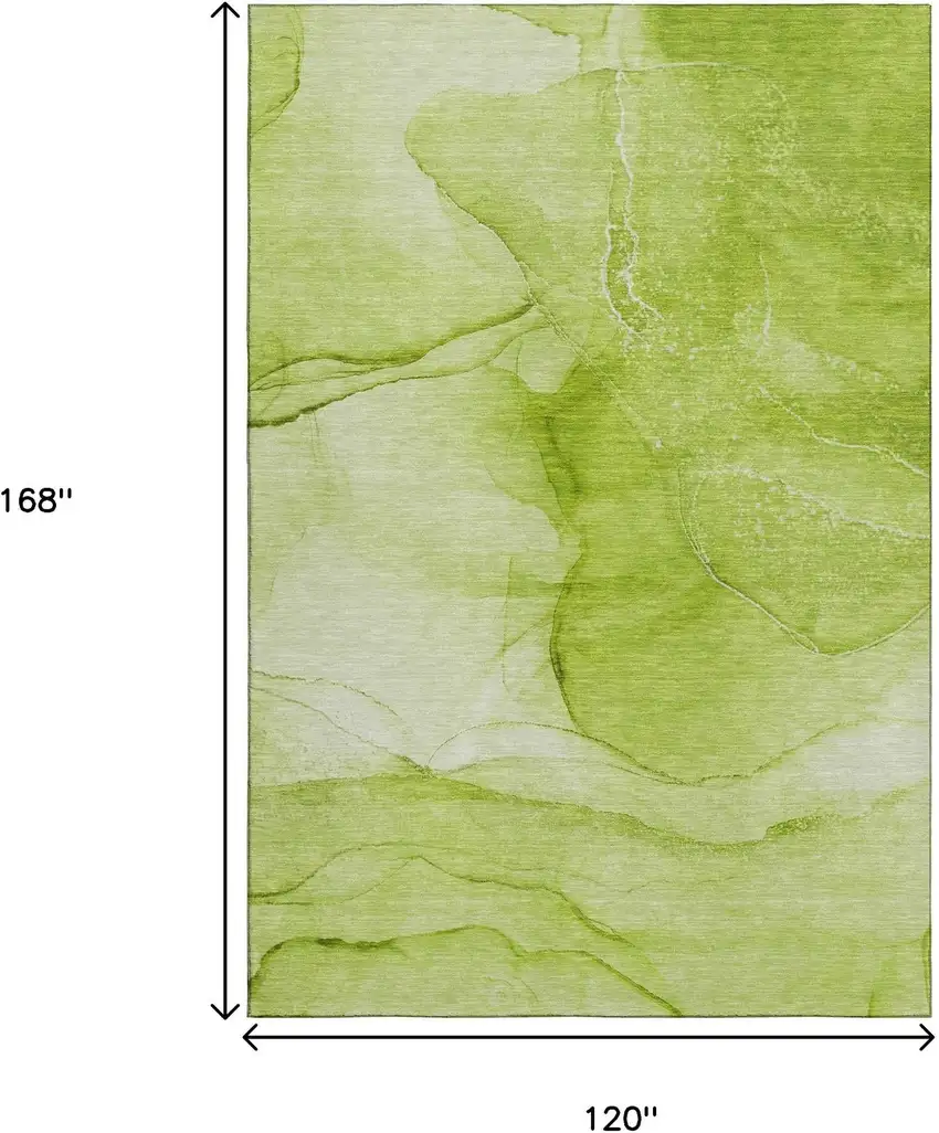 Green And Ivory Abstract Washable Area Rug With UV Protection Photo 6