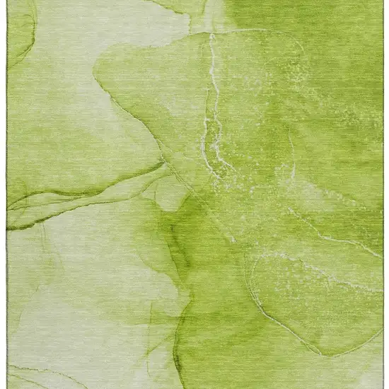 Green And Ivory Abstract Washable Area Rug With UV Protection Photo 3