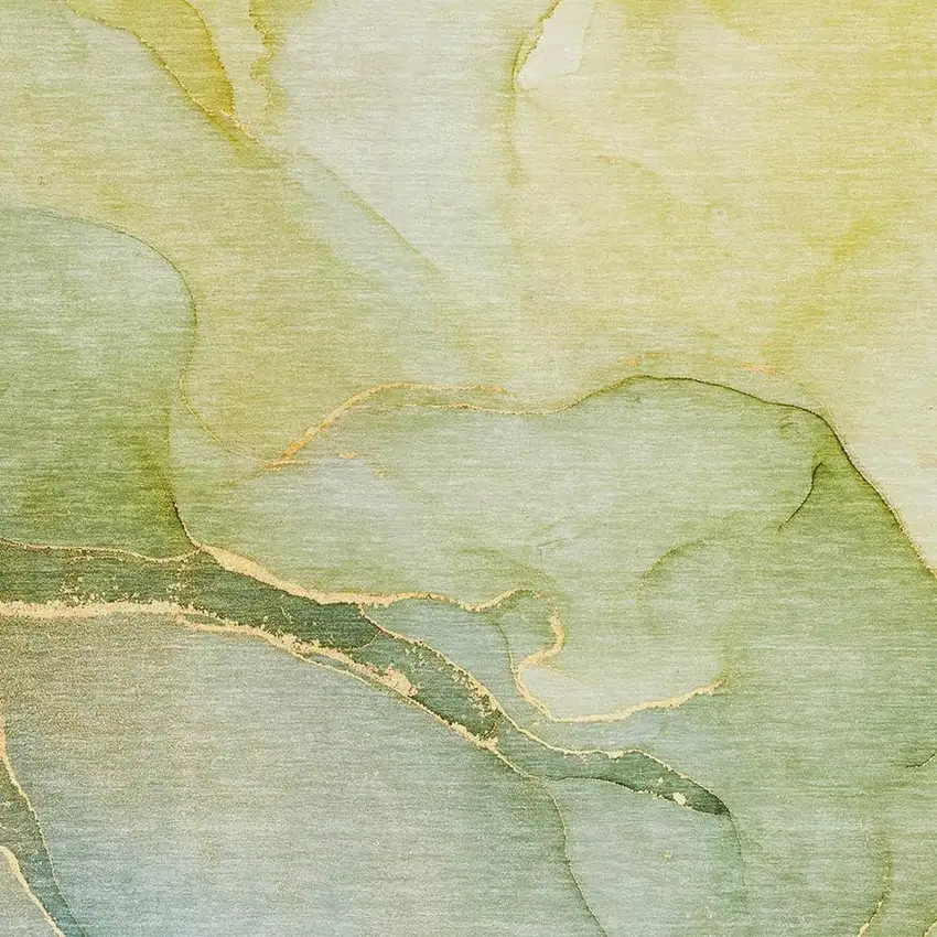 Green And Ivory Abstract Washable Area Rug With UV Protection Photo 8