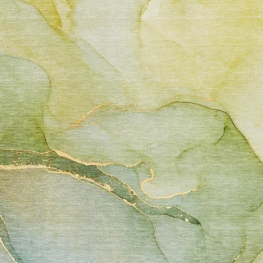 Green And Ivory Abstract Washable Area Rug With UV Protection Photo 3