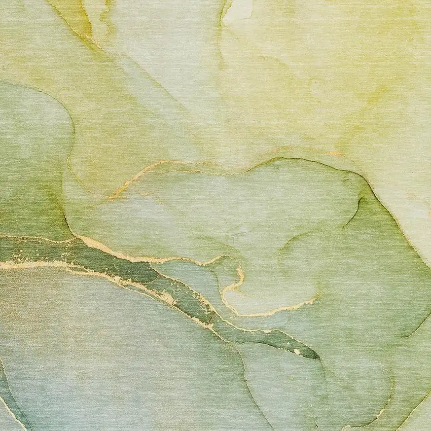 Green And Ivory Abstract Washable Area Rug With UV Protection Photo 8