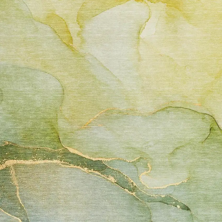 Green And Ivory Abstract Washable Area Rug With UV Protection Photo 3