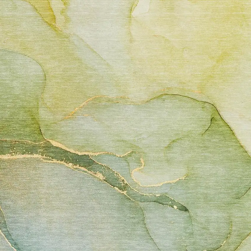 Green And Ivory Abstract Washable Area Rug With UV Protection Photo 5