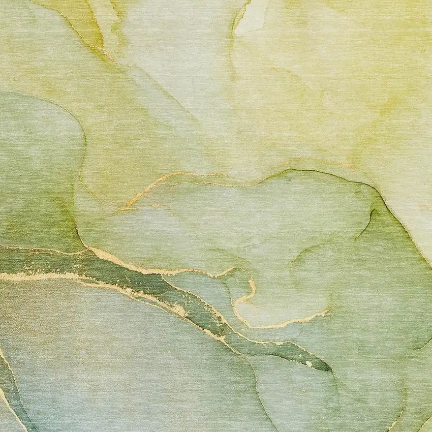 Green And Ivory Abstract Washable Area Rug With UV Protection Photo 8