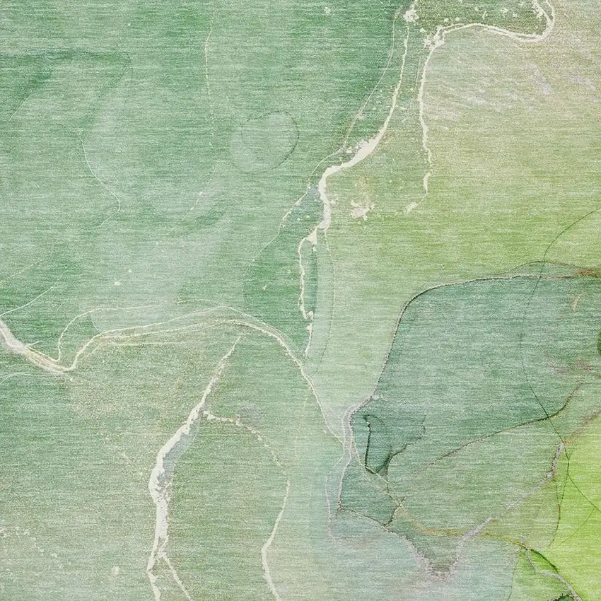 Green And Ivory Abstract Washable Area Rug With UV Protection Photo 3