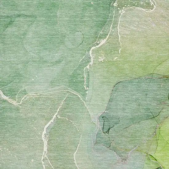 Green And Ivory Abstract Washable Area Rug With UV Protection Photo 3