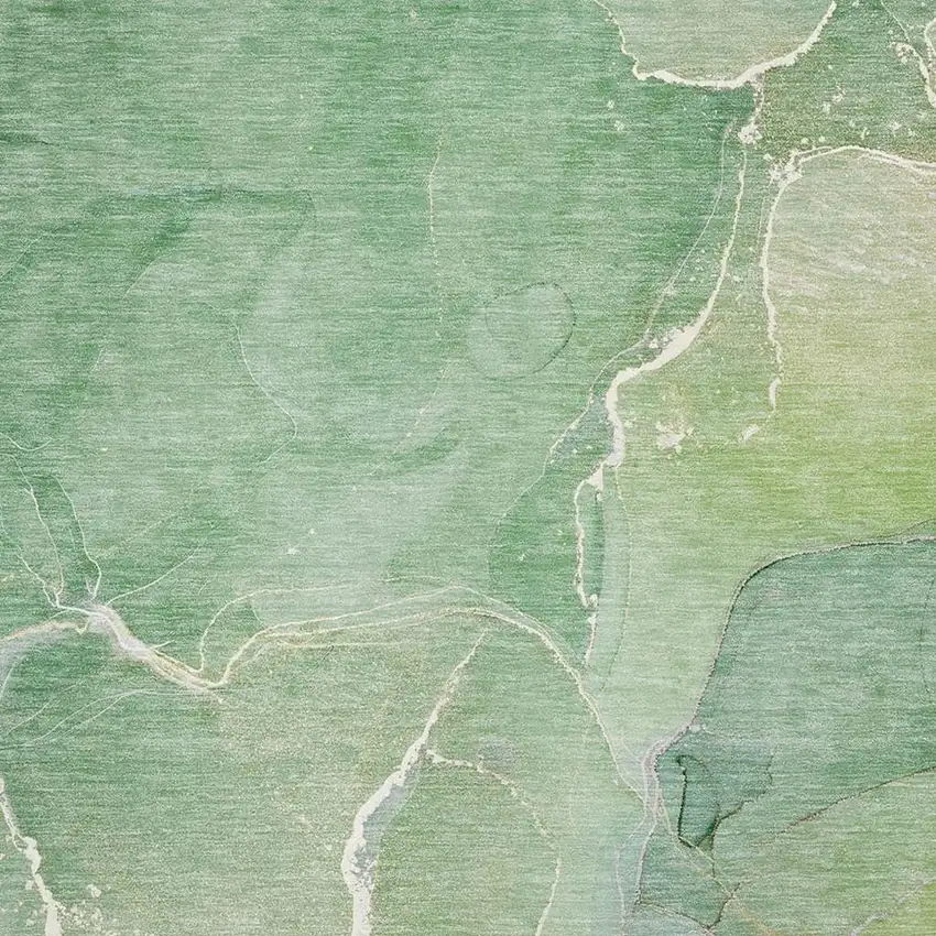 Green And Ivory Abstract Washable Area Rug With UV Protection Photo 3