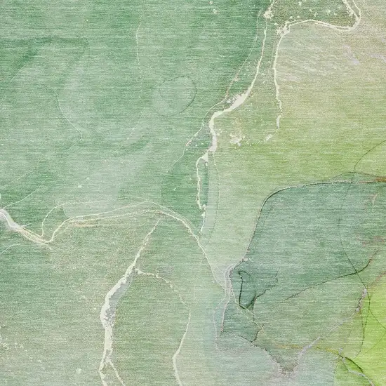 Green And Ivory Abstract Washable Area Rug With UV Protection Photo 3