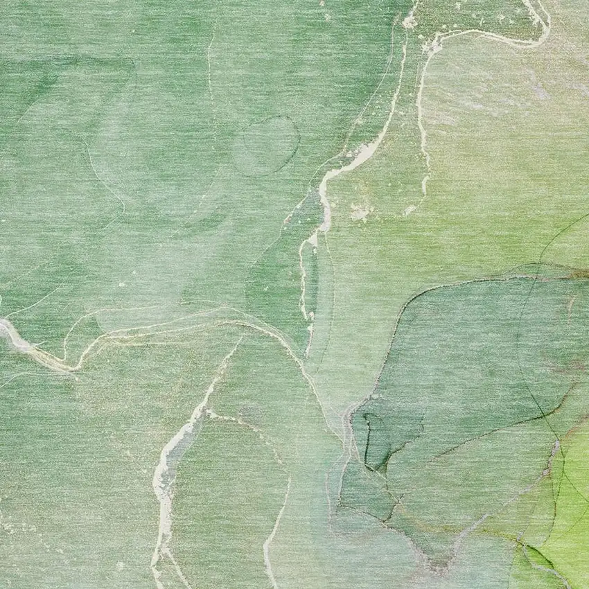 Green And Ivory Abstract Washable Area Rug With UV Protection Photo 3