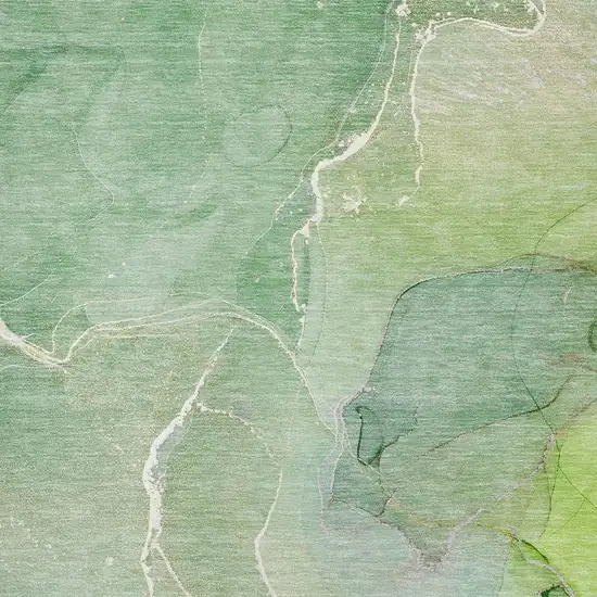 Green And Ivory Abstract Washable Area Rug With UV Protection Photo 3