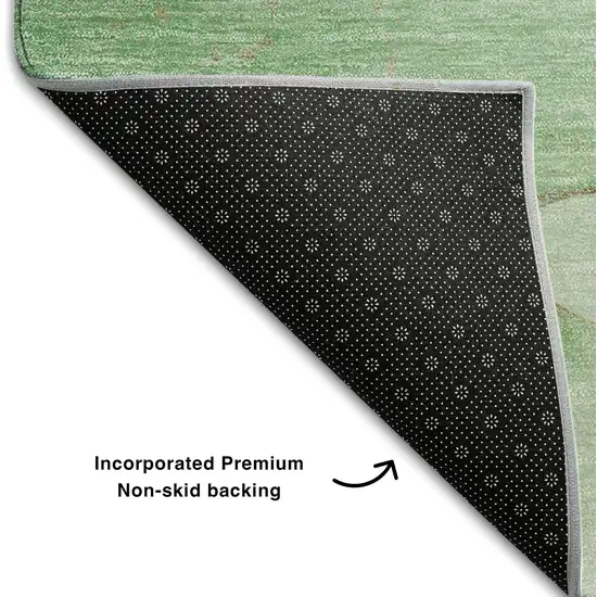 Green And Ivory Abstract Washable Area Rug With UV Protection Photo 7