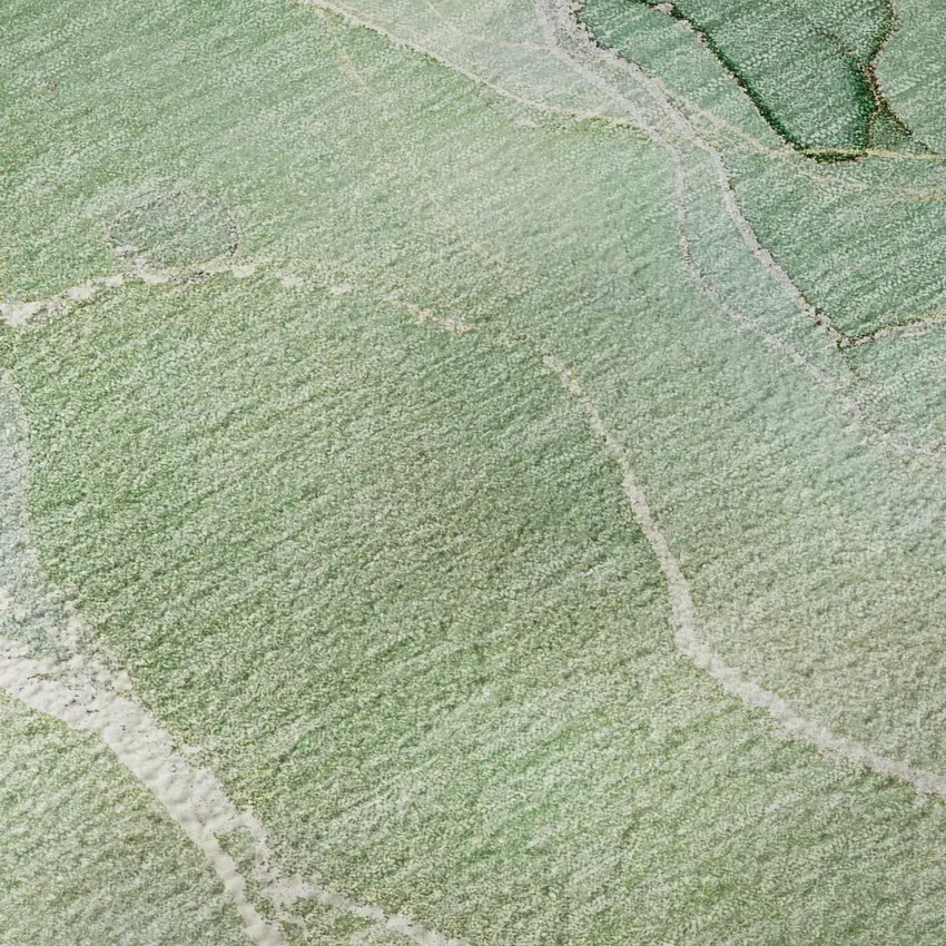 Green And Ivory Abstract Washable Area Rug With UV Protection Photo 9