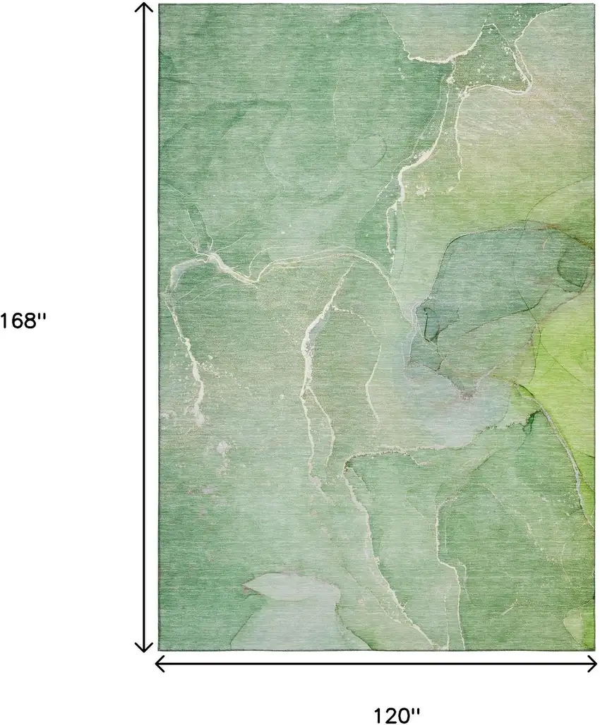 Green And Ivory Abstract Washable Area Rug With UV Protection Photo 3