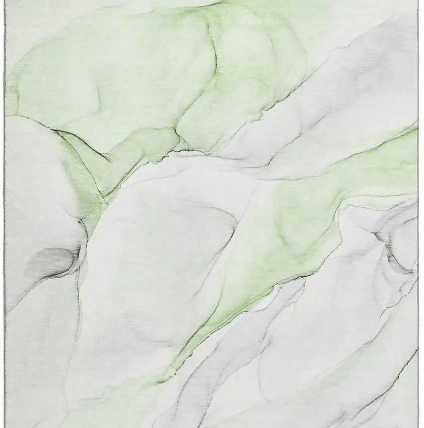 Green And Ivory Abstract Washable Area Rug With UV Protection Photo 5