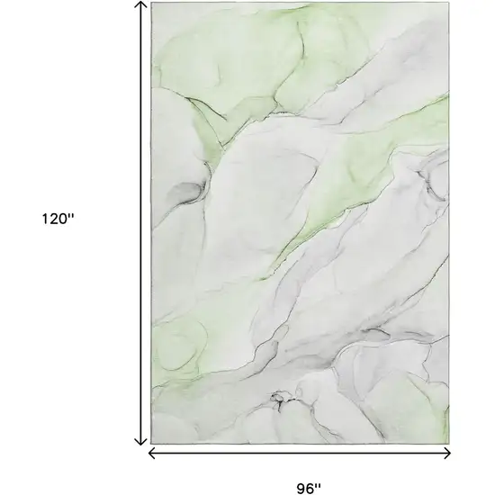 Green And Ivory Abstract Washable Area Rug With UV Protection Photo 7