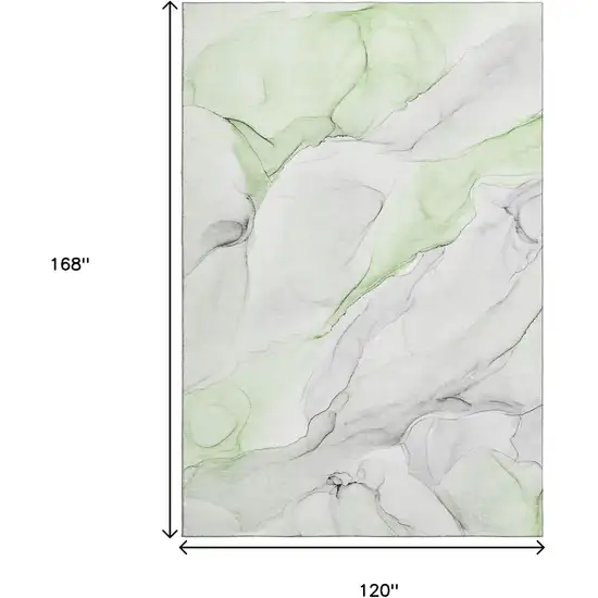Green And Ivory Abstract Washable Area Rug With UV Protection Photo 7
