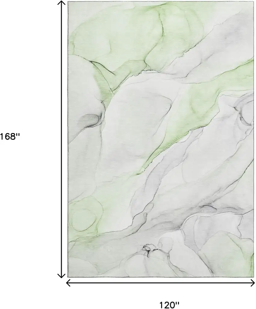 Green And Ivory Abstract Washable Area Rug With UV Protection Photo 7