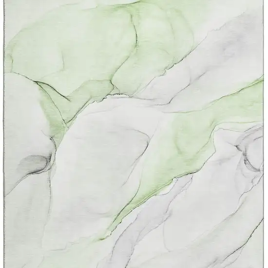 Green And Ivory Abstract Washable Area Rug With UV Protection Photo 4