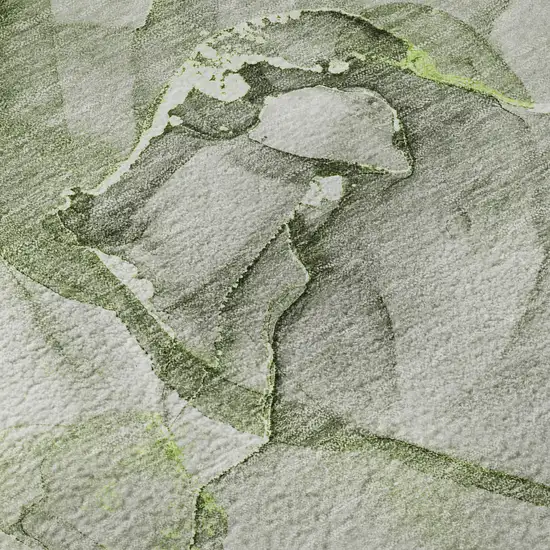 Green And Ivory Abstract Washable Area Rug With UV Protection Photo 9