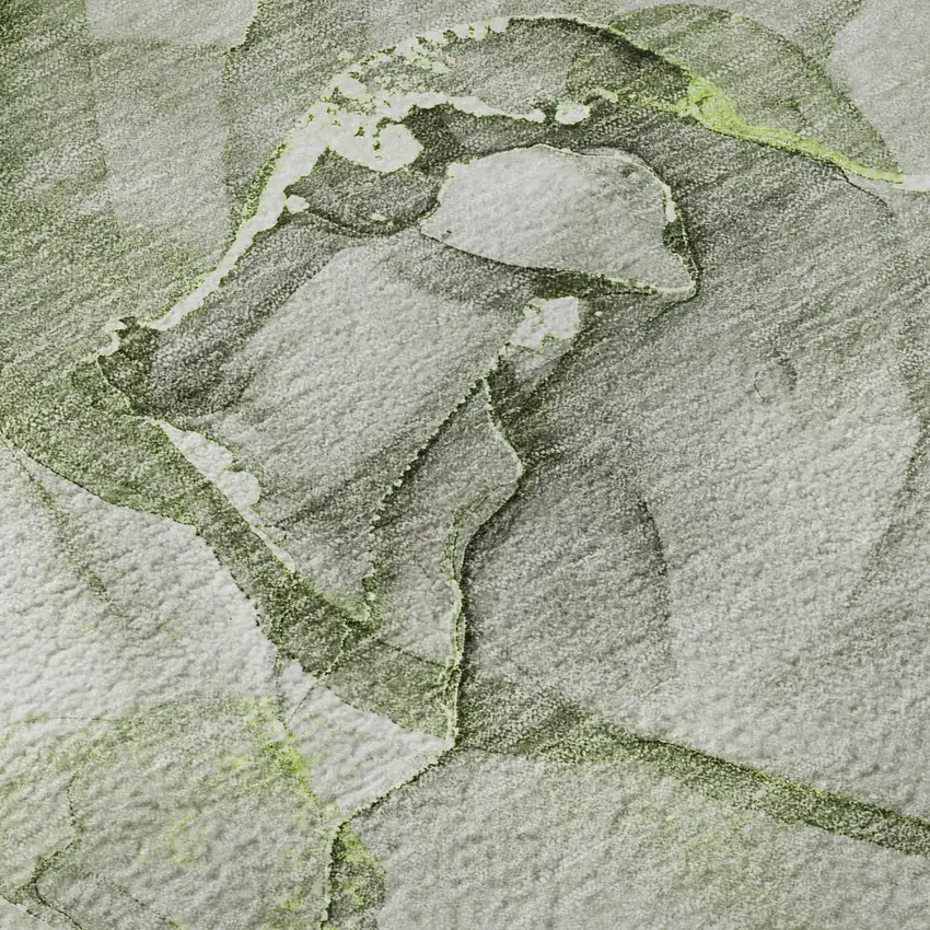 Green And Ivory Abstract Washable Area Rug With UV Protection Photo 9