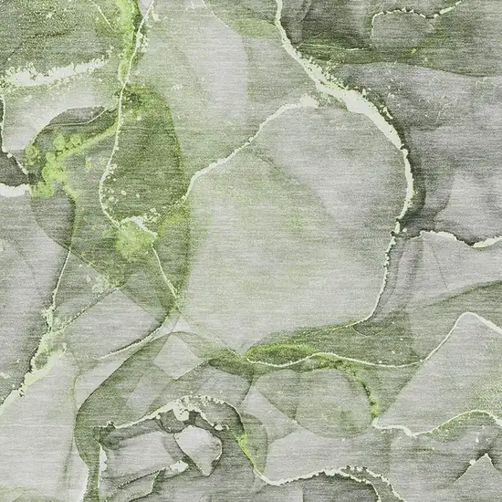 Green And Ivory Abstract Washable Area Rug With UV Protection Photo 3