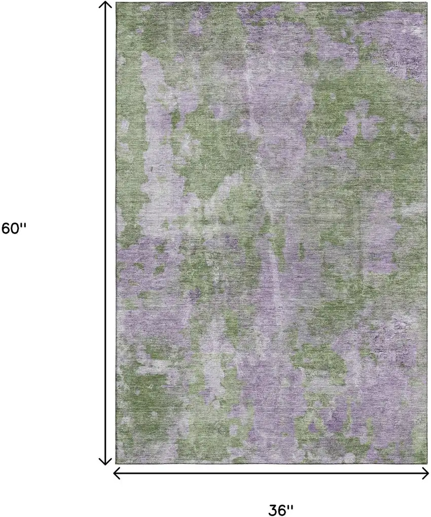 Green And Ivory Abstract Washable Area Rug With UV Protection Photo 5