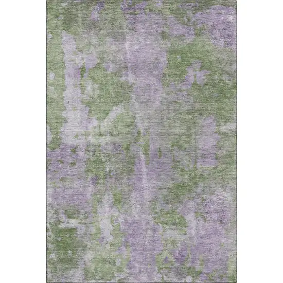 Green And Ivory Abstract Washable Area Rug With UV Protection Photo 6