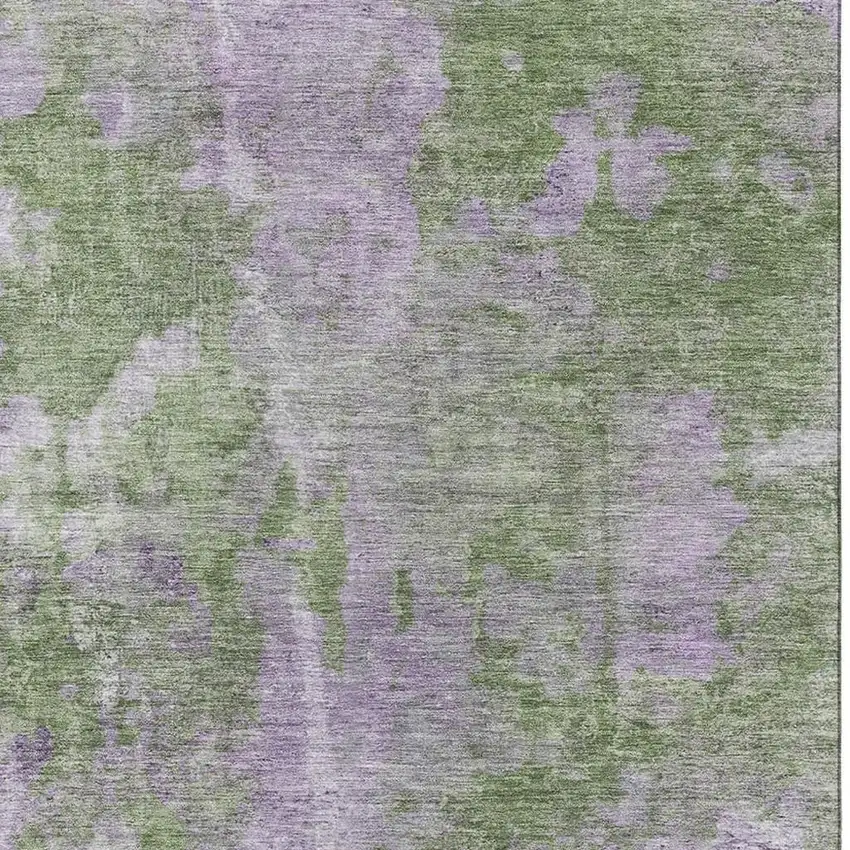 Green And Ivory Abstract Washable Area Rug With UV Protection Photo 3