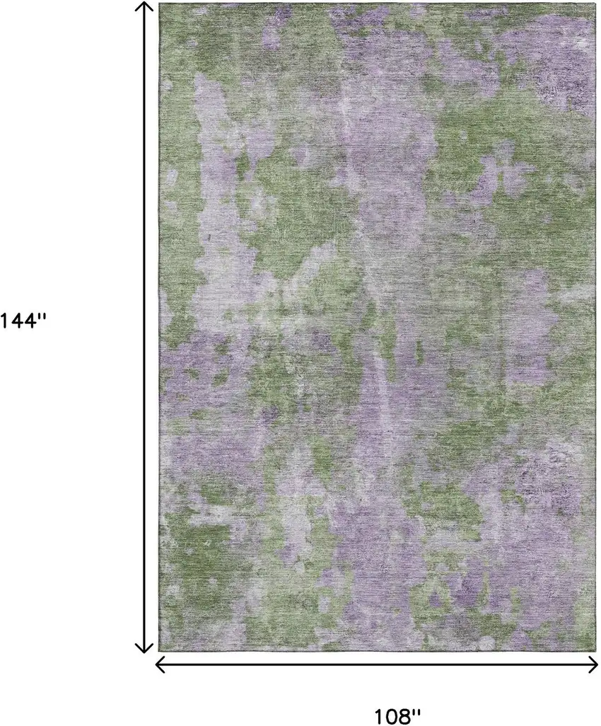 Green And Ivory Abstract Washable Area Rug With UV Protection Photo 3