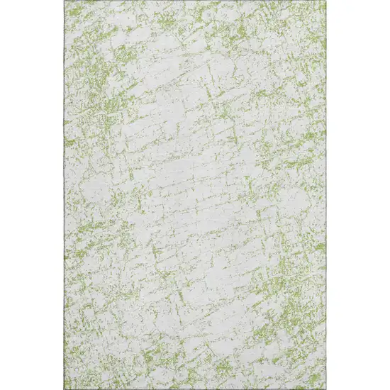 Green And Ivory Abstract Washable Area Rug With UV Protection Photo 1