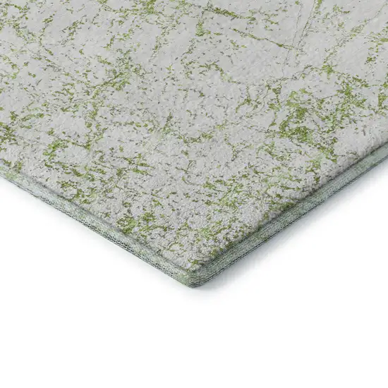 Green And Ivory Abstract Washable Area Rug With UV Protection Photo 9