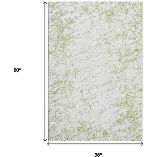 Green And Ivory Abstract Washable Area Rug With UV Protection Photo 7