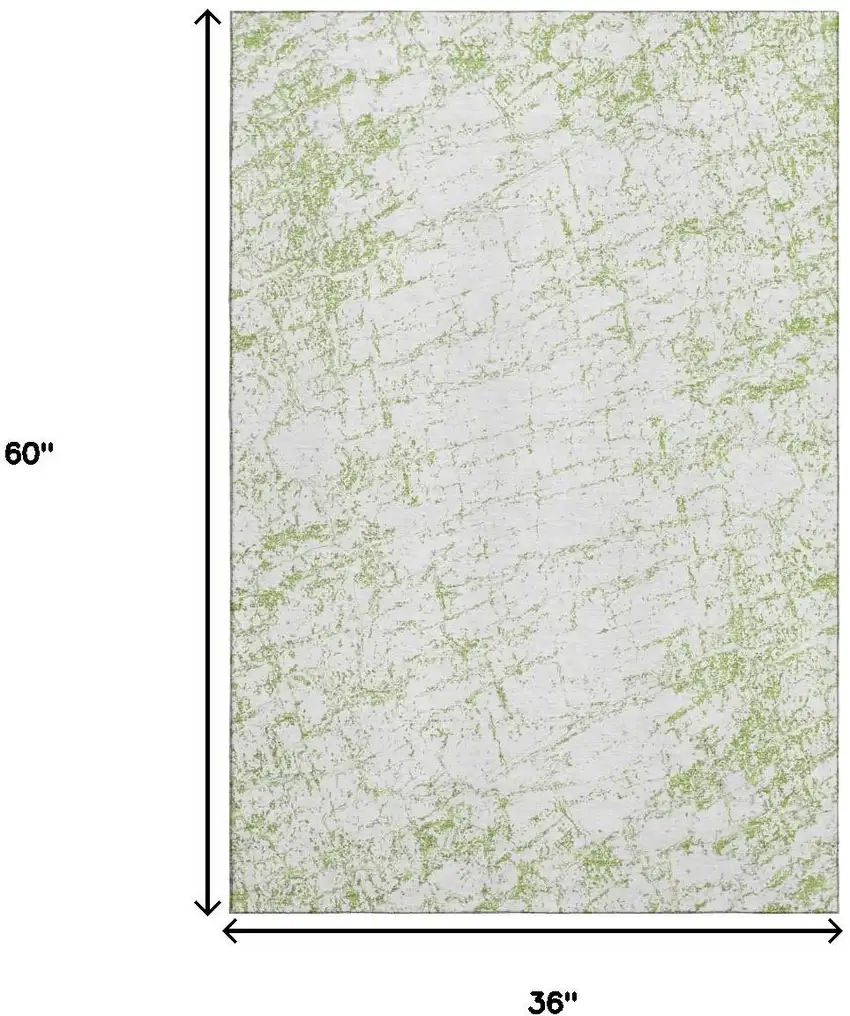 Green And Ivory Abstract Washable Area Rug With UV Protection Photo 7