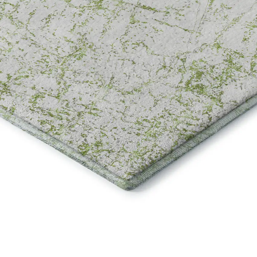 Green And Ivory Abstract Washable Area Rug With UV Protection Photo 8
