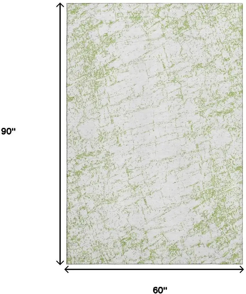 Green And Ivory Abstract Washable Area Rug With UV Protection Photo 3