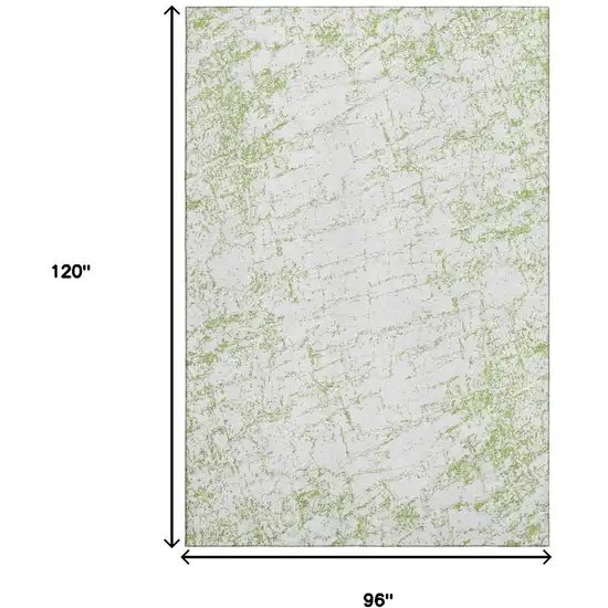 Green And Ivory Abstract Washable Area Rug With UV Protection Photo 3