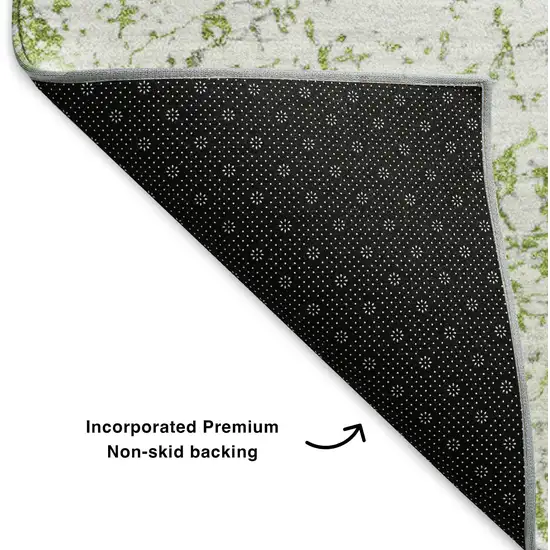 Green And Ivory Abstract Washable Area Rug With UV Protection Photo 7