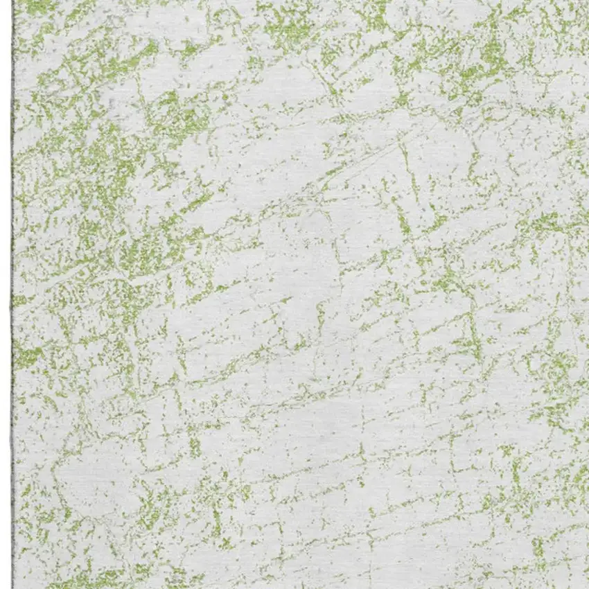 Green And Ivory Abstract Washable Area Rug With UV Protection Photo 3