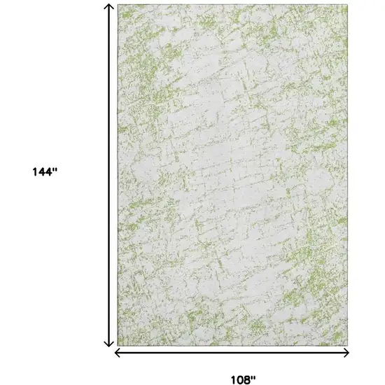 Green And Ivory Abstract Washable Area Rug With UV Protection Photo 3