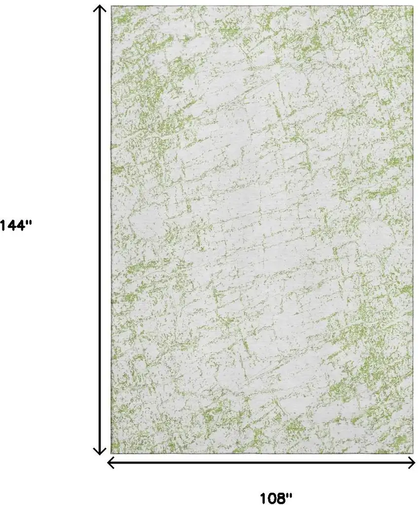 Green And Ivory Abstract Washable Area Rug With UV Protection Photo 3