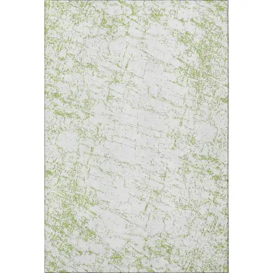 Green And Ivory Abstract Washable Area Rug With UV Protection Photo 4