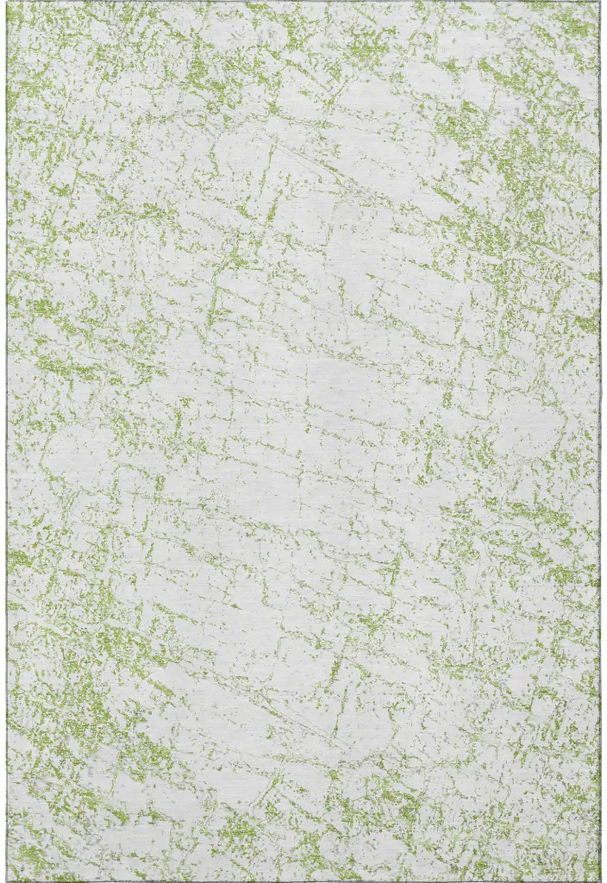 Green And Ivory Abstract Washable Area Rug With UV Protection Photo 4