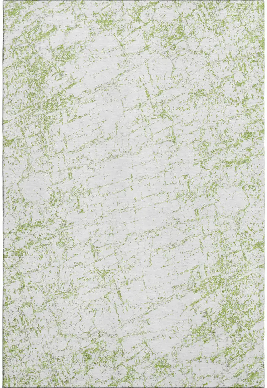 Green And Ivory Abstract Washable Area Rug With UV Protection Photo 1